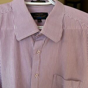 Alexander Julian Men's Pink and white Striped Casual Button Down Shirt